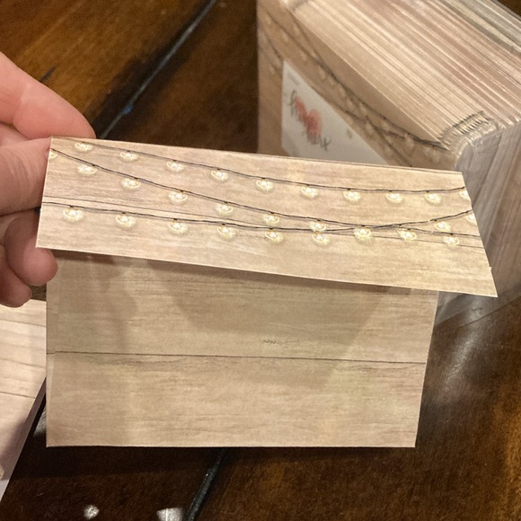 NWT Studio His & Hers Wedding Thank You Cards - Rustic Wood and Lights - Picture 4 of 11